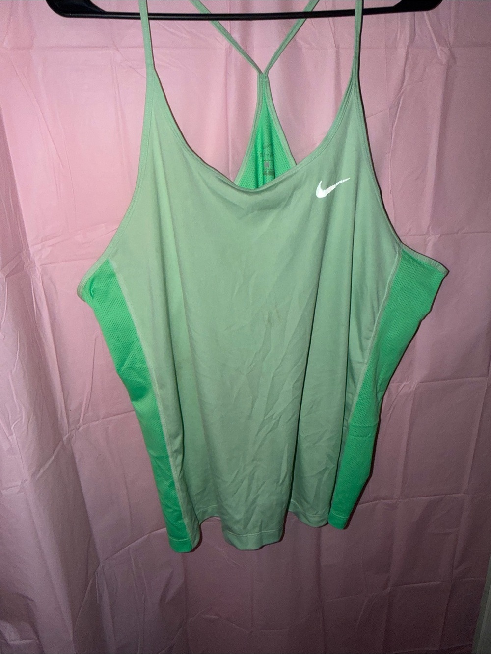 Nike Women's Light Green Racerback Camisole with Bright Green Panels 1x